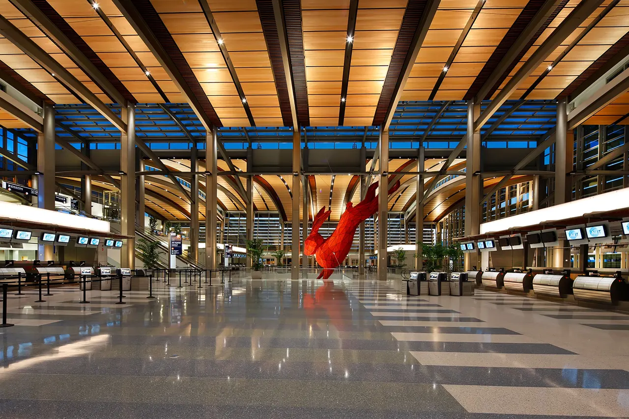 Red Rabbit Sacramento International Airport, Sacramento, CA. Artist Lawrence Argent, Denver, CO | photograph by Ed Asmus