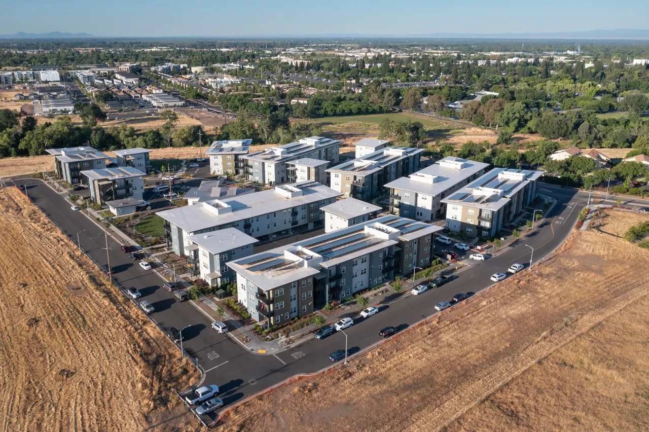Aerial view of North Creek Crossing at Meriam Park, Chico, CA | drone photograph by Ed Asmus